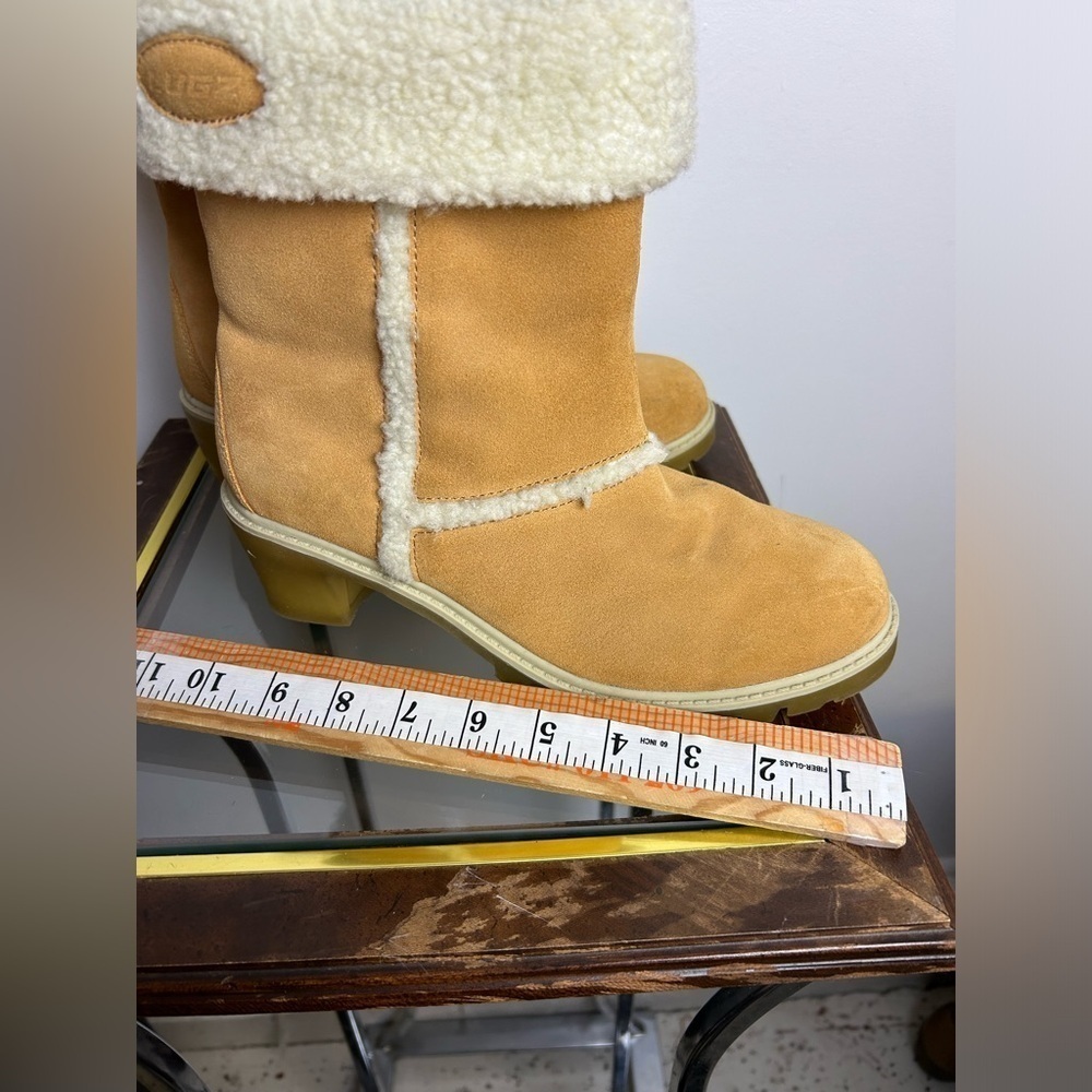 VTG Y2K LUGZ Sherpa Boots Size 9 Women’s Heeled Suede Leather Chunky Retro 90s - Picture 14 of 16